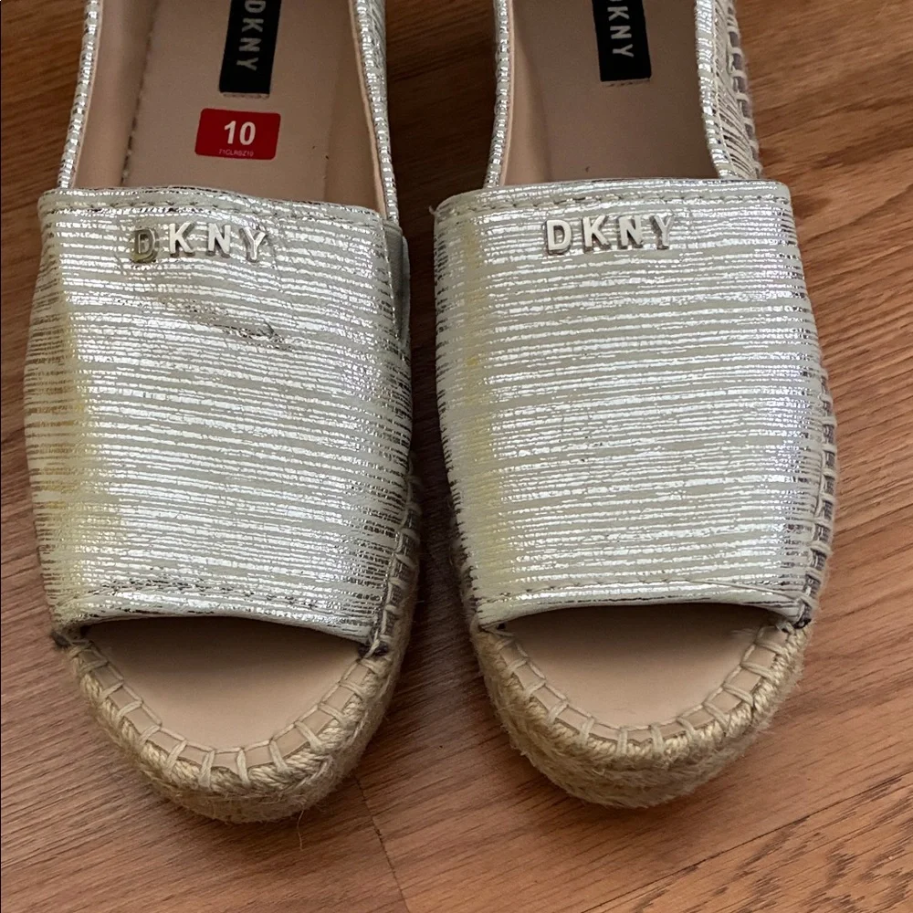 DKNY Shimmering Silver Espadrilles